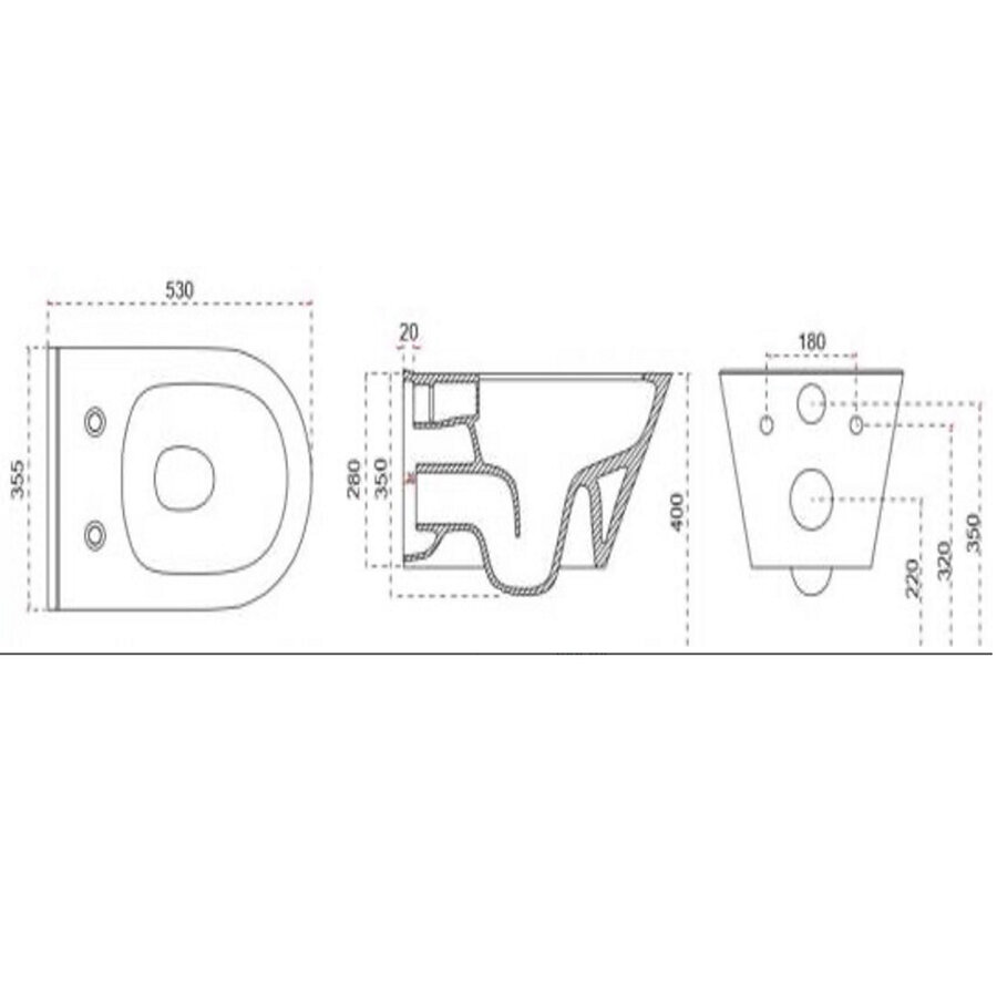 Rimless Wandcloset BSW Astev Wit Met Flatline Toiletzitting Softclose En Quick Release Mat Wit