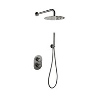 Doucheset Sanilux Rubb Inbouw Met Thermostaat, Douchekop 25 cm, Doucheslang en Handdouche Gunmetal