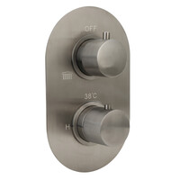 Doucheset Sanilux Rubb Inbouw Met Thermostaat, Douchekop 25 cm, Doucheslang en Handdouche Gunmetal