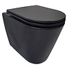 Wiesbaden Stereo Rimless Wandcloset Wiesbaden Mat Zwart Met Flatline Toiletzitting Softclose En Quick Release Mat Zwart