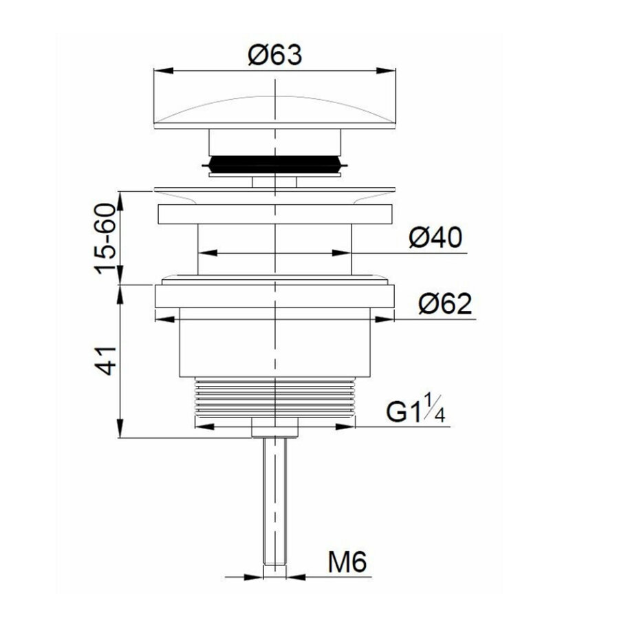 Clickwaste Luxe BWS Mark Laag Model 5/4" Geborsteld Brons Koper