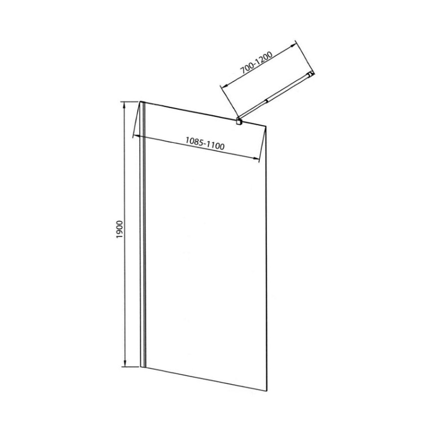 Inloopdouche Sapho Walk-In 110x190 cm met Muurprofiel Chinchilla Glas