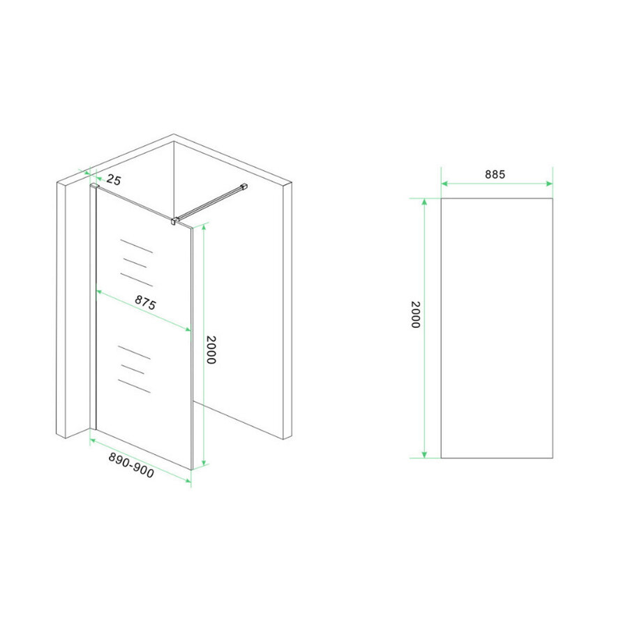 Glasplaat Wiesbaden Slim Spiegelrook Naar Helder Glas Nano 900x2000 8mm