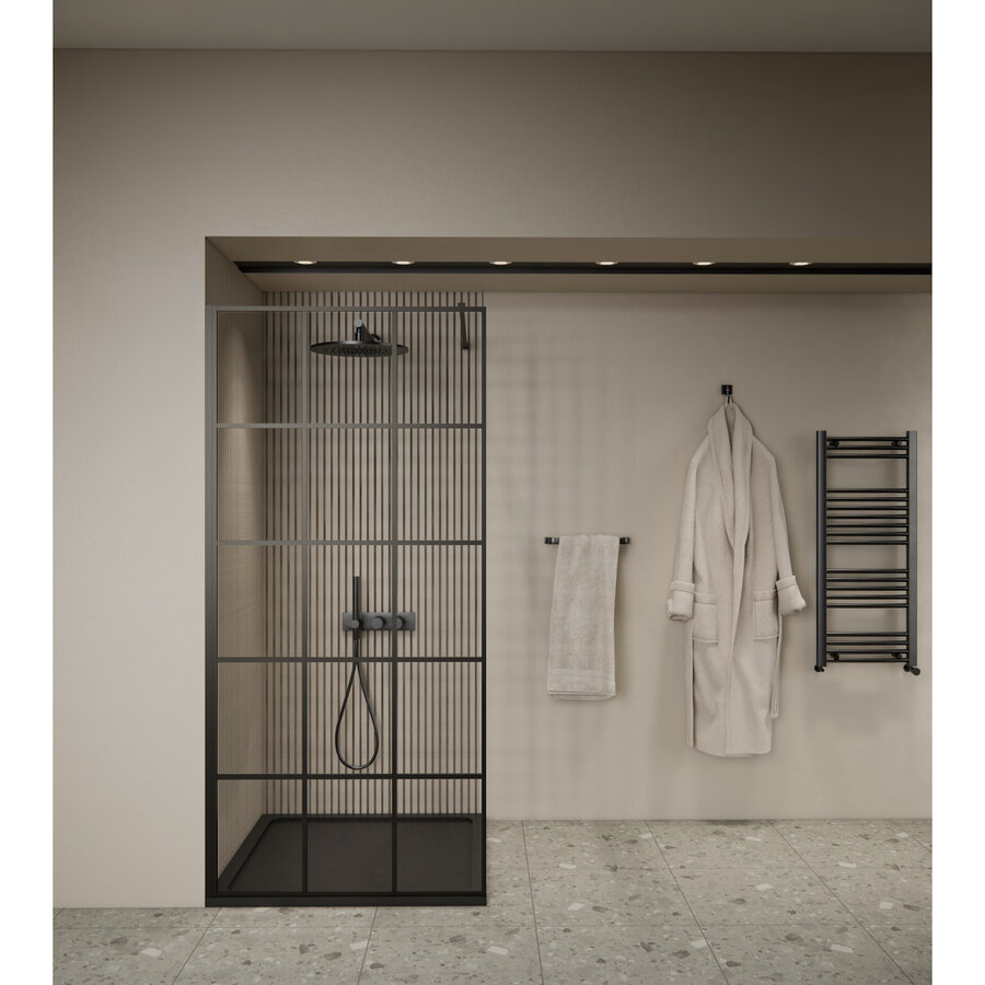 Inloopdouche | BWS | Oganto 2 | 90x200 cm | 8 mm | Zwart