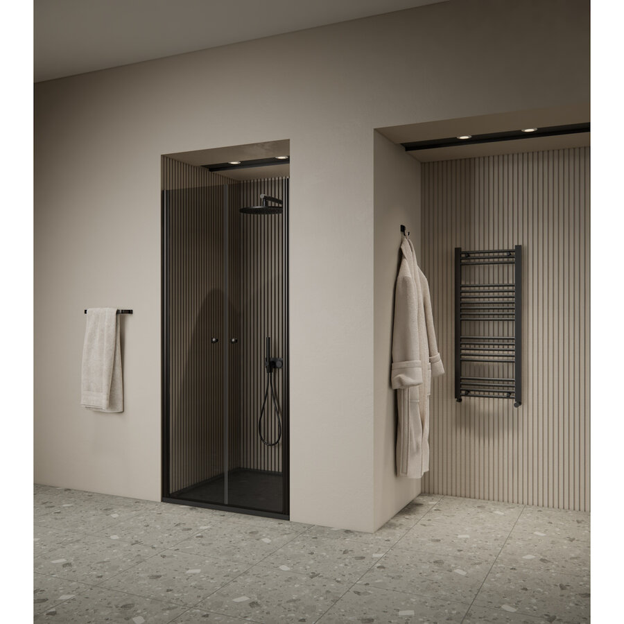 Douchedeur | 2 Pendeldeuren | Marip | 6mm | 90x190 cm | Mat Zwart