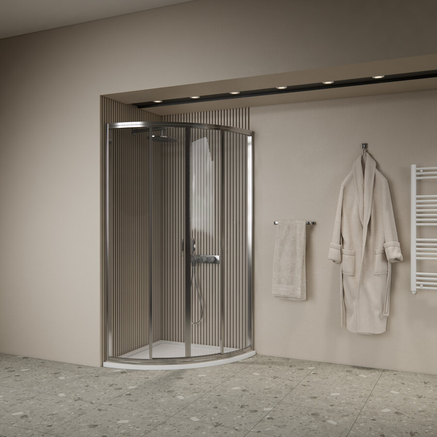 Douchecabine BWS Ola 90x90x190 cm Kwartrond Schuif Chroom