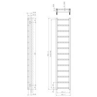 Designradiator Sapho Metro Light 30x150 cm Mat Zwart