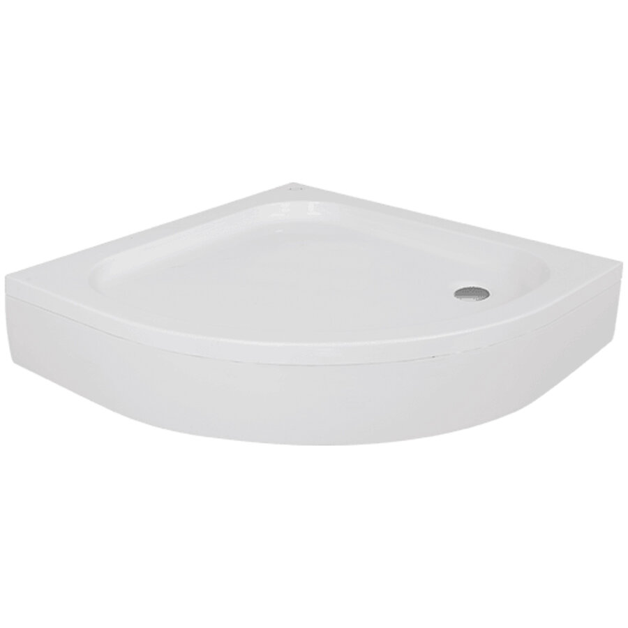 Douchebak BWS Saro Kwartrond Acryl 80x80cm Inclusief Plint Wit