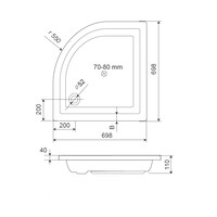 Douchebak BWS Saro Kwartrond Acryl 70x70cm Wit