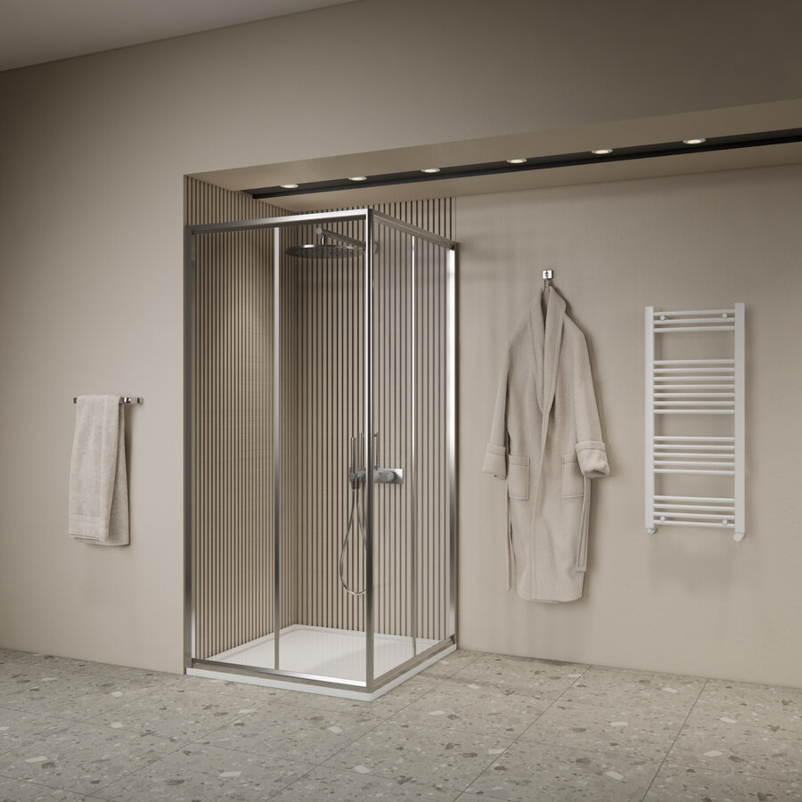 Douchecabine Dubbele Schuifdeur BWS Luad 140x90x190 cm Chroom