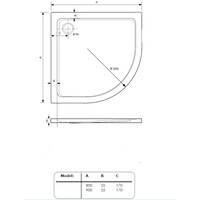 Douchebak BWS Ailah Kwartrond Acryl 80x80cm Zelfdragend Wit