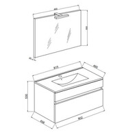 Badkamermeubelset Van Marcke RIVA Compleet Set 80CM Rook Eik Met Spiegel