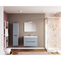 Badkamermeubelset Van Marcke Arco Compleet Set 80CM Pastelblauw Rook Eiken Met Spiegel