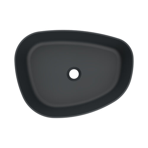 Waskom Arcqua Rocker Cast Marble 50x37 cm Organisch Links Mat Antraciet 