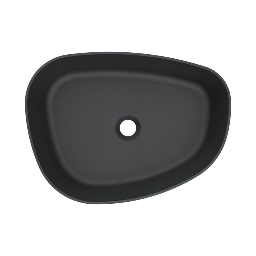 Waskom Arcqua Rocker Cast Marble 50x37 cm Organisch Links Mat Antraciet