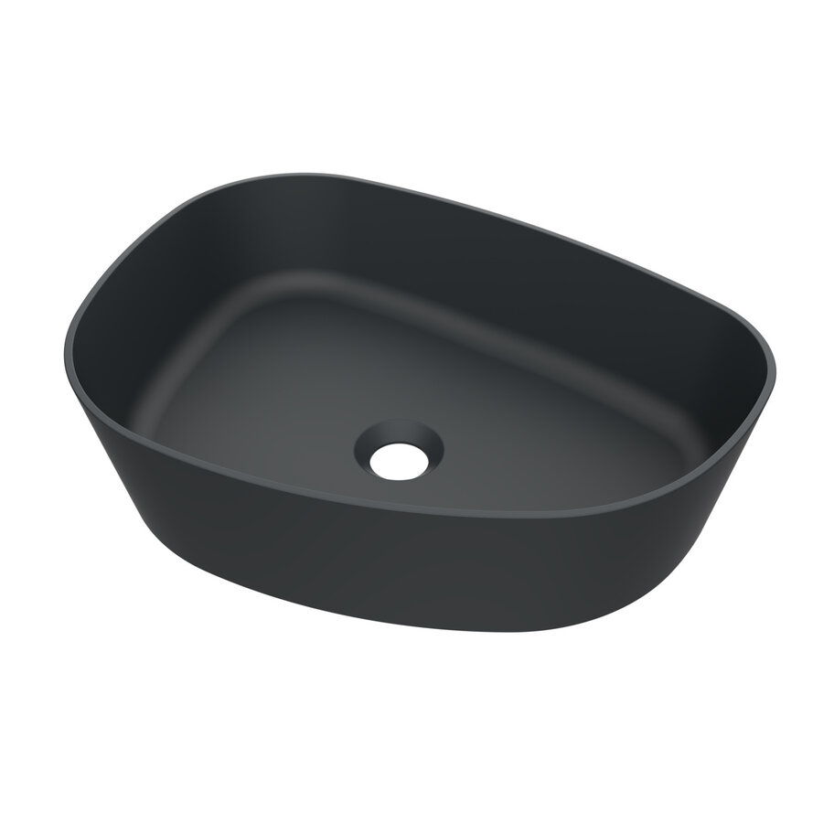 Waskom Arcqua Rocker Cast Marble 50x37 cm Organisch Links Mat Antraciet