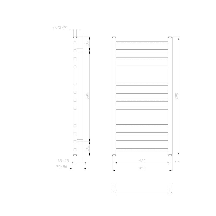 Designradiator Sapho Metro 45x89cm Wit