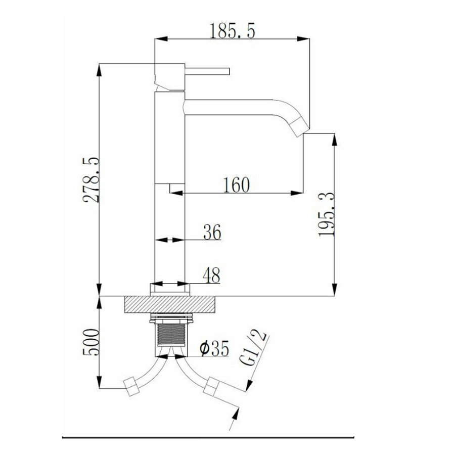 Wastafelmengkraan Hoog BWS Uitloop 19.5 cm 1-hendel Geborsteld Staal