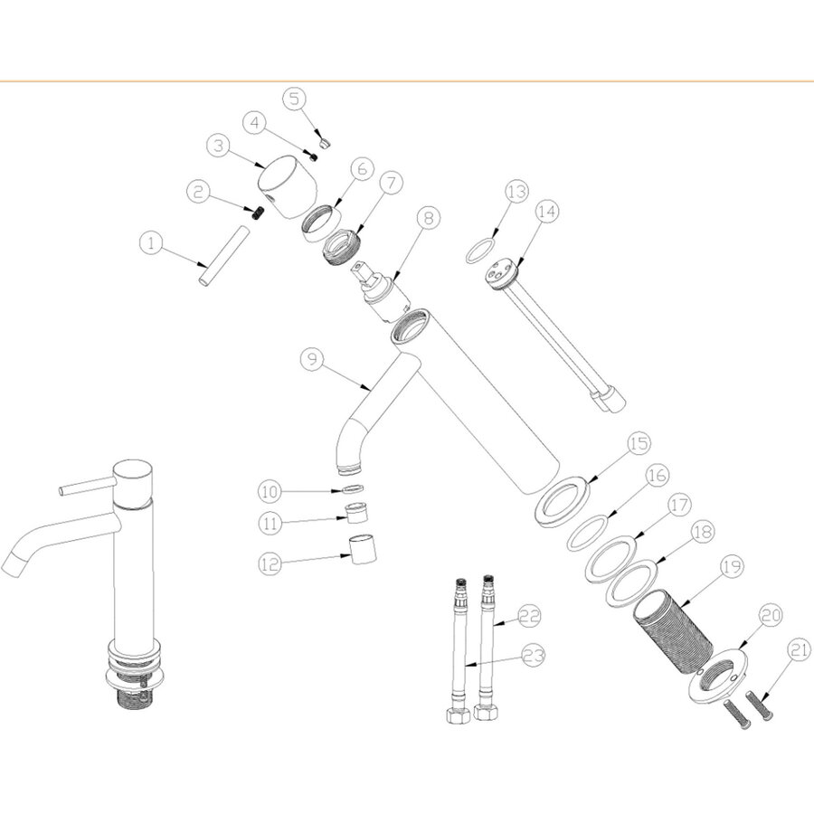Wastafelmengkraan Hoog BWS Uitloop 19.5 cm 1-hendel Geborsteld Staal
