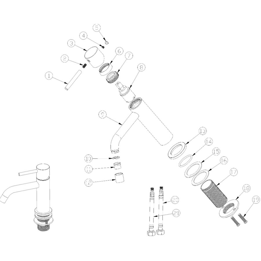 Wastafelmengkraan Opbouw Wiesbaden Style Uitloop 6.5 cm 1-hendel Geborsteld Staal