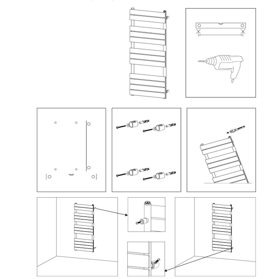 Handdoekradiator BWS Ress Middenaansluiting 180x50 cm Wit