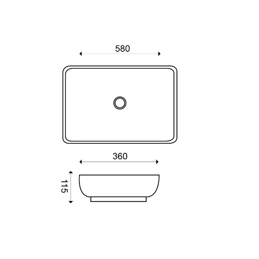 Opzetwastafel BWS Mark 58x36x11,5 cm Mat Wit