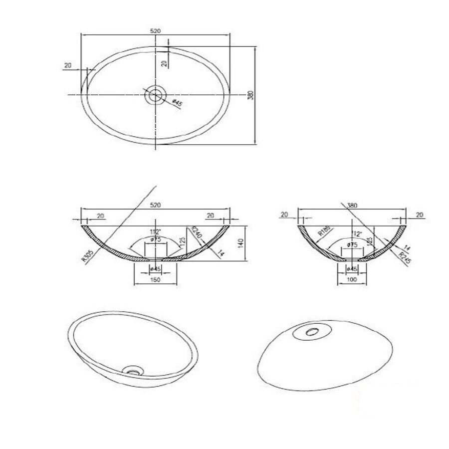 Waskom Best Design Color Croco Sinka Ovaal 52x38x14,5 cm Bruin