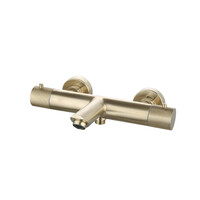 Badmengkraan Opbouw Sanilux Ribb Thermostatisch Rond Met Geribbelde Knop Geborsteld Goud