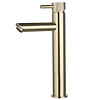 Sanilux Wastafelmengkraan Opbouw Sanilux Ibex Hoog Rond Met Geribbeld Knop Geborsteld Goud