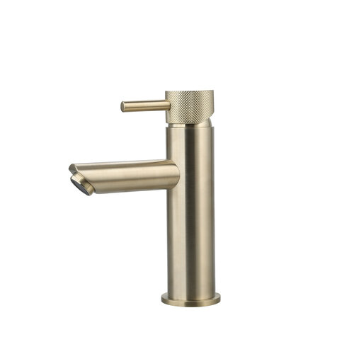 Wastafelmengkraan Opbouw Sanilux Mia Met Geribbeld Knop Goud Geborsteld 