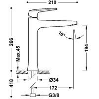 Wastafelmengkraan Tres Fuji 26.6 cm Mat Rose Gold