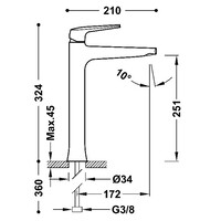 Wastafelmengkraan Tres Fuji 32.4 cm Mat Rose Gold