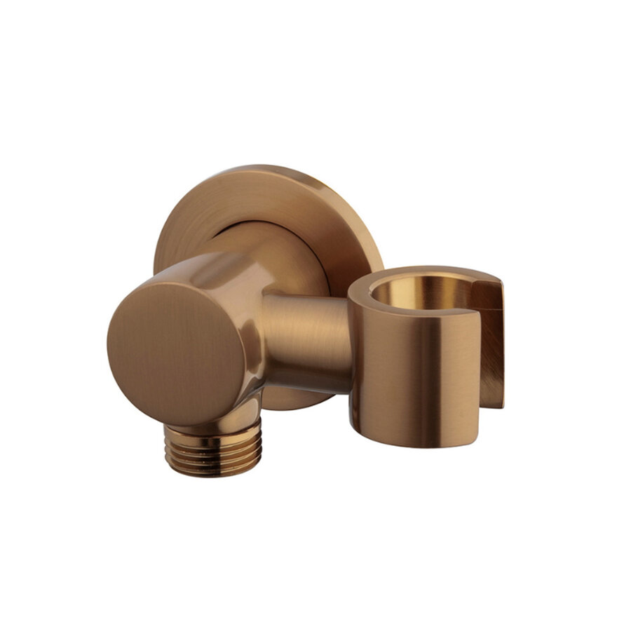 Wandaansluitbocht Wiesbaden Nala Met Kantelbare Handdouchehouder Rond 1/2" Geborsteld Brons Koper