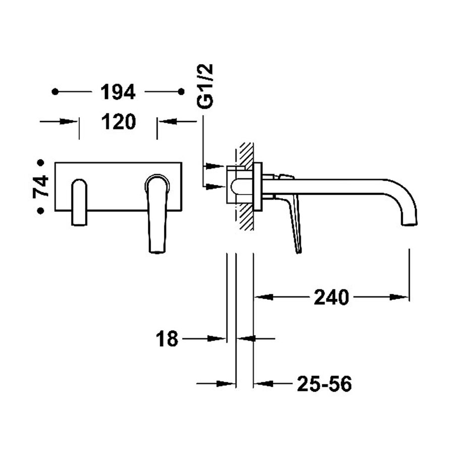 Wastafelkraan Inbouw Tres Fuji 24 Cm Met Bedieningsplaat Mat Rose Gold