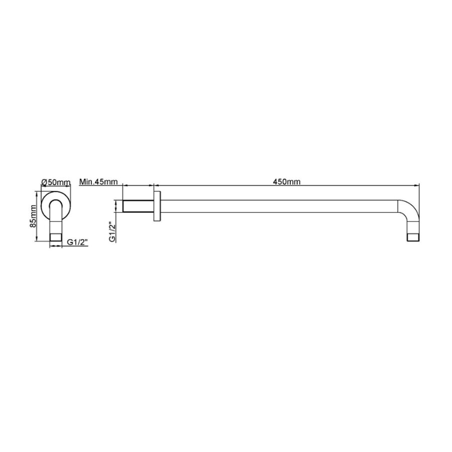 Douchearm Rond Gebogen Caral Wiesbaden Muurbevestiging 45 cm Geborsteld Brons Koper