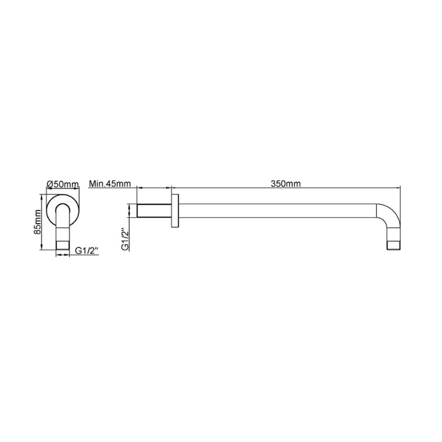 Douchearm Rond Gebogen Caral Wiesbaden Met Muurbevestiging 35 cm Geborsteld Brons Koper