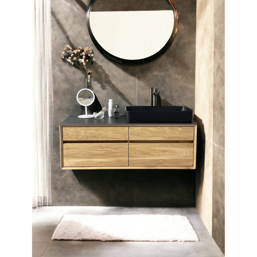 Badmeubel Casajoy Bold Topblad Donkergrijs Onderkast 120 cm 4 Lades Eiken