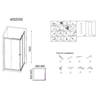 Douche Hoekinstap Best Design Project 90x90x190cm Glas 5mm Aluminium