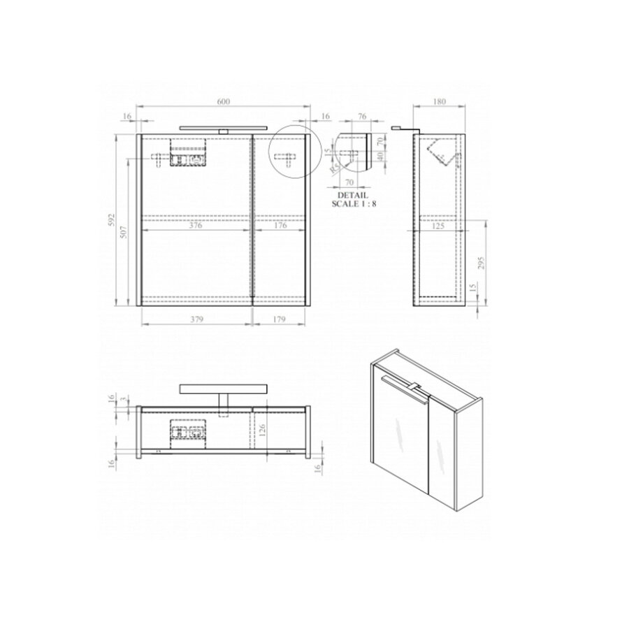 Best-Design "Happy" MDF Spiegelkast + Verlichting 60x60cm Wit