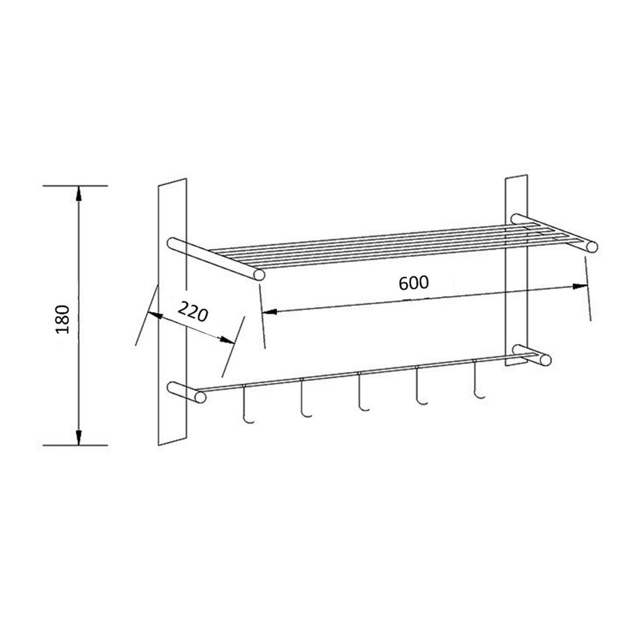 Best-Design "Clips" Wand Handdoekrek Incl. 5 Haakjes Chroom