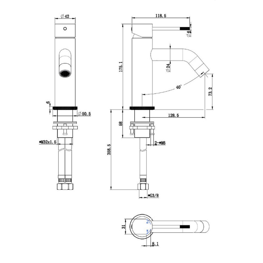 Best-Design "Nancy-Polina" Wastafelmengkraan Mat-Goud