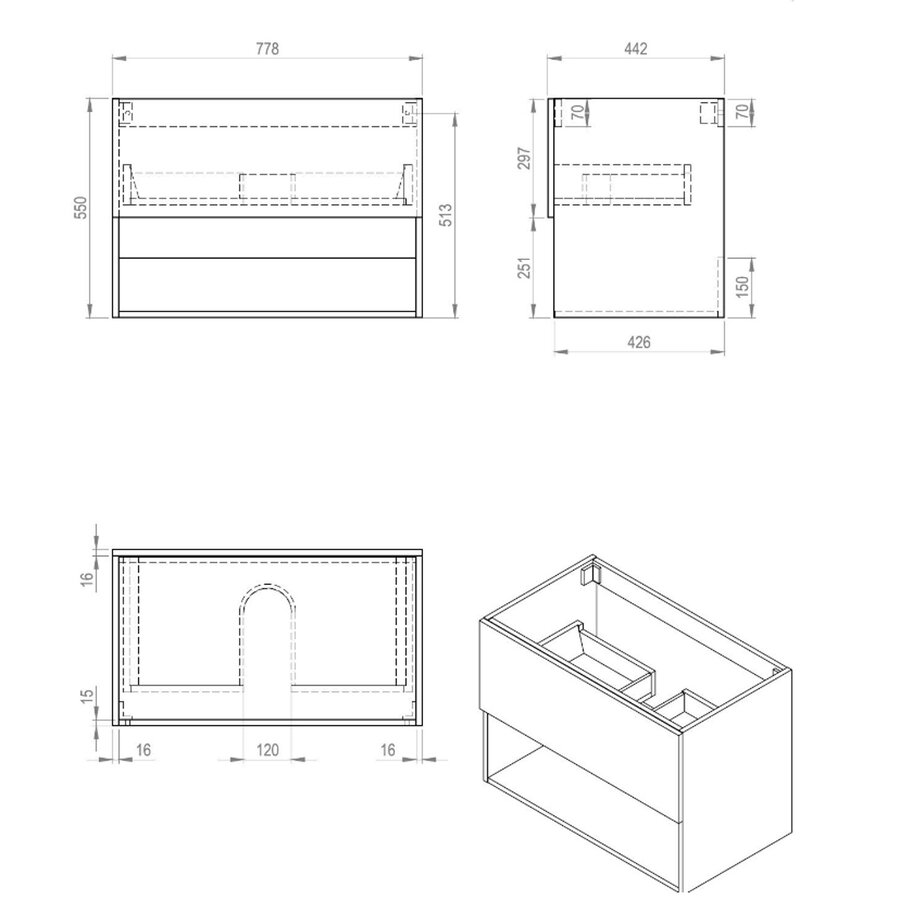 Best-Design "Rigatti-78-Halifax-Greeploos" Meubel Onderkast 78 cm