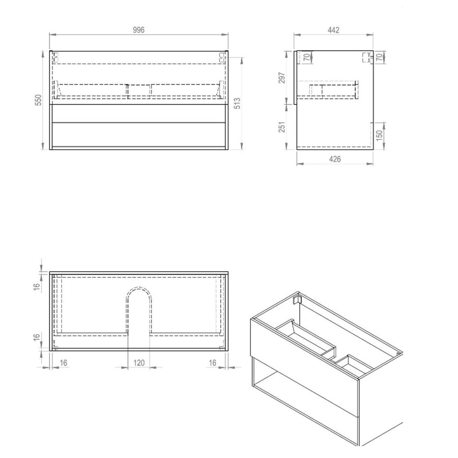 Best-Design "Rigatti-100-Halifax-Greeploos" Meubel Onderkast 100 cm