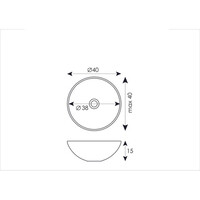 Waskom BWS Dorn 40X40X15cm Rond Solid Mat Zwart
