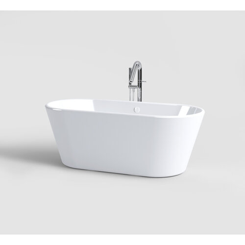 Clou InBe Vrijstaand Ligbad Ovaal 165x73.5x61.5 cm Acryl Wit Met Overloop Wit 