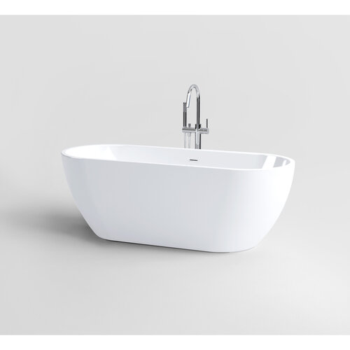 Clou InBe Vrijstaand Ligbad Ovaal 170x67x60 cm Acryl Wit Met Overloop Wit 