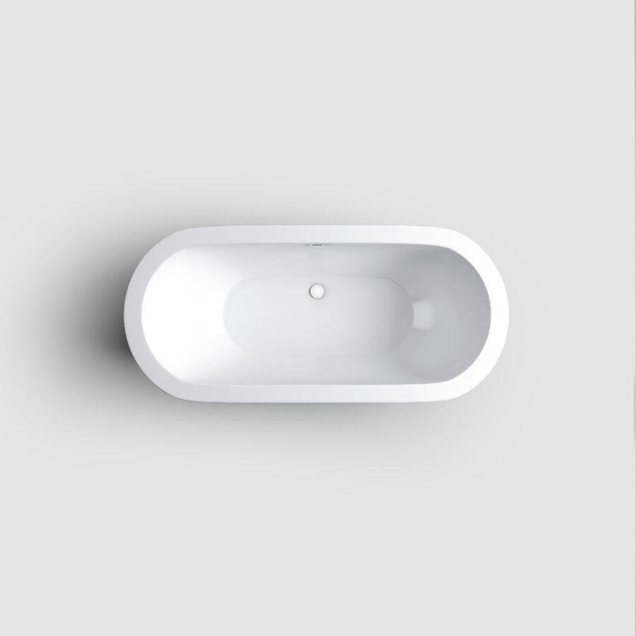 Clou InBe Vrijstaand Ligbad Ovaal 180x85x61 cm Acryl Wit Met Overloop Wit