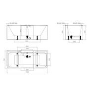 Clou InBe Ligbad Wandmodel Rechthoekig 172x74x60.5 cm Acryl Wit Met Overloop Wit