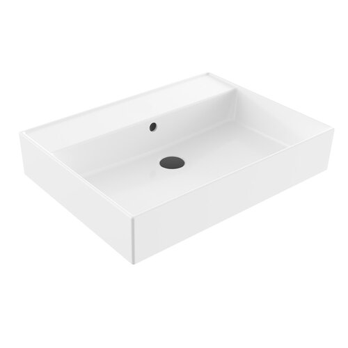 Wastafel Sanilux Edge Keramiek 60 0 Kraangaten Glans Wit 