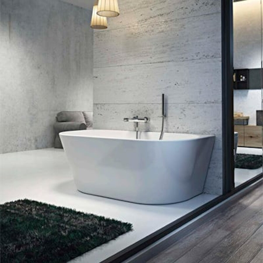 NIET MEER LEVERBAAR Half Vrijstaand Bad Sanilux Moon 170 cm Glans Wit